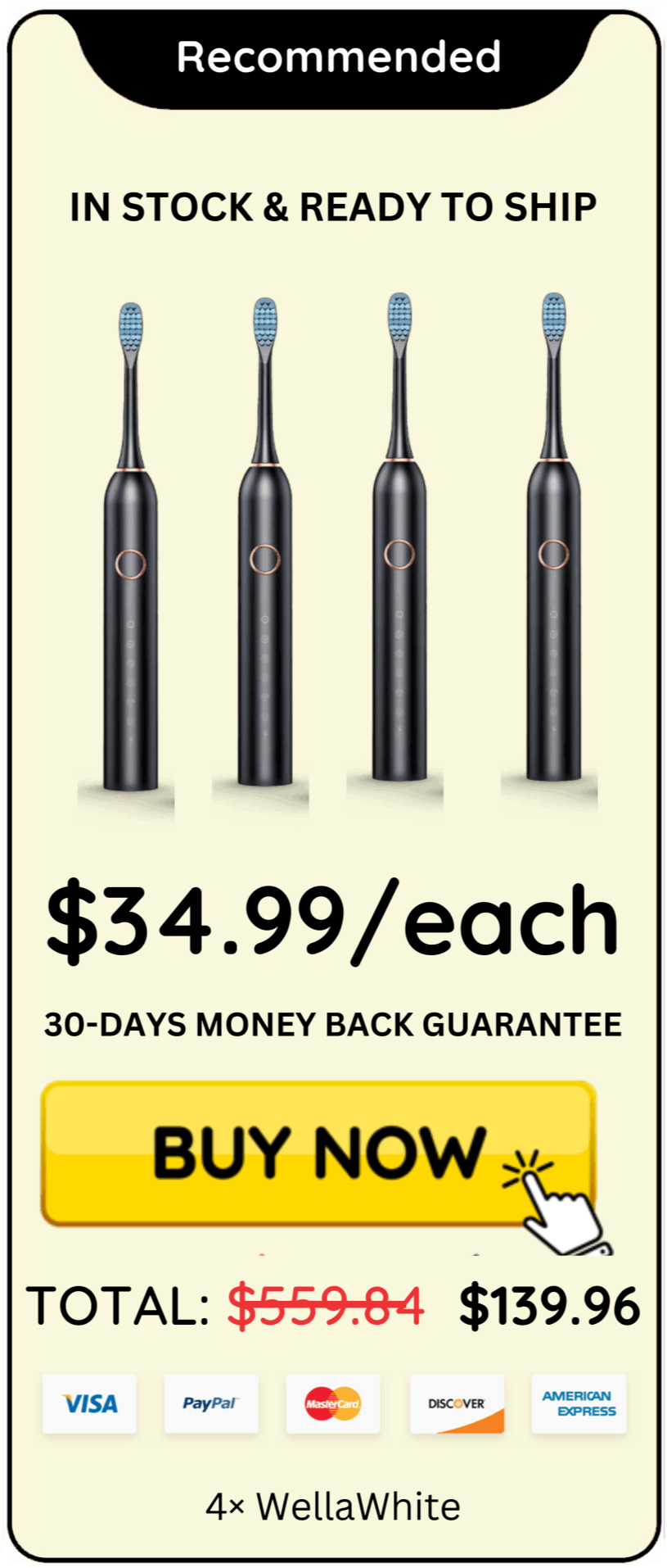 WellaWhite Electric Toothbrush package offer price 